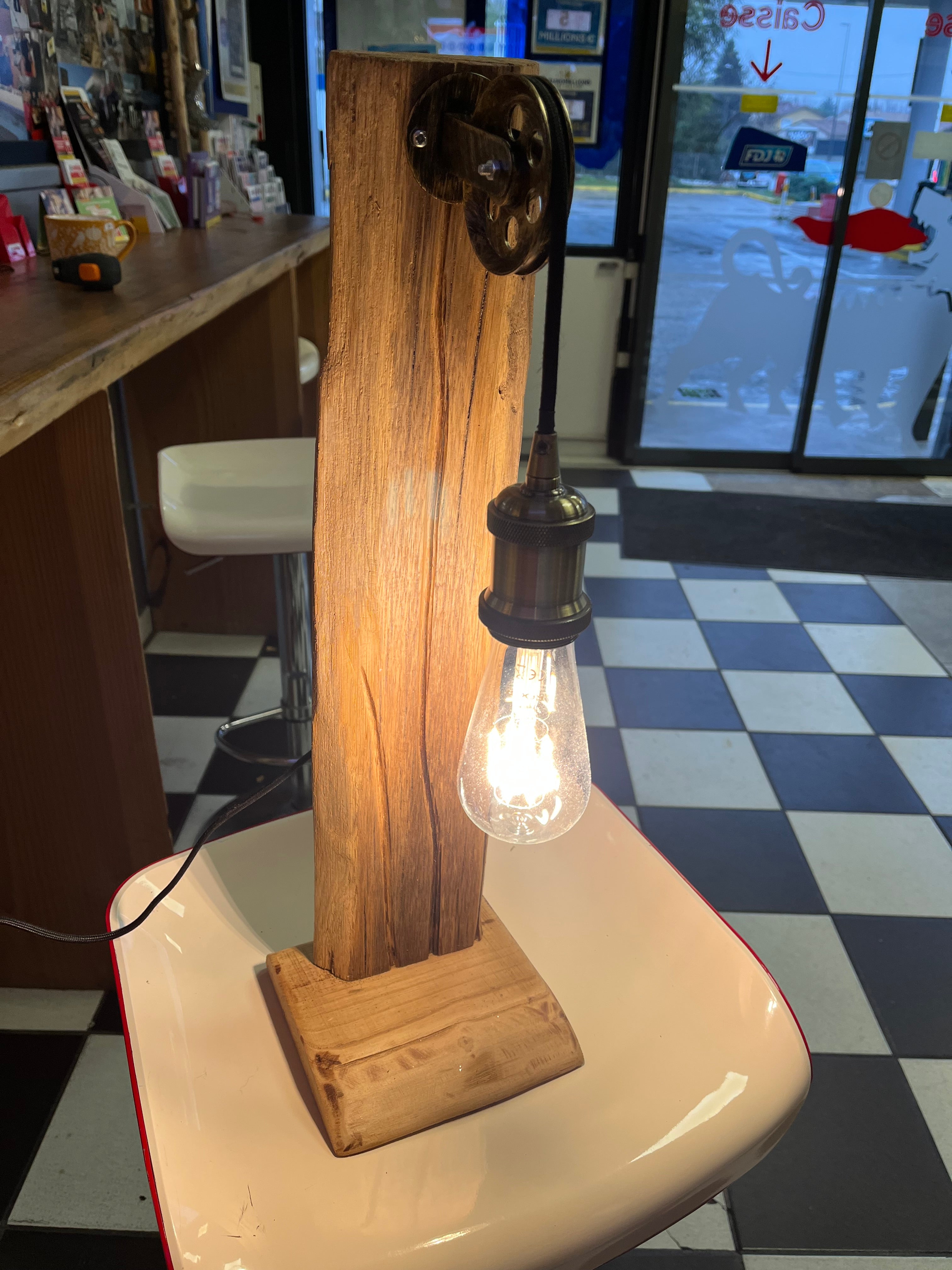 Lampe / poulie industrielle laiton