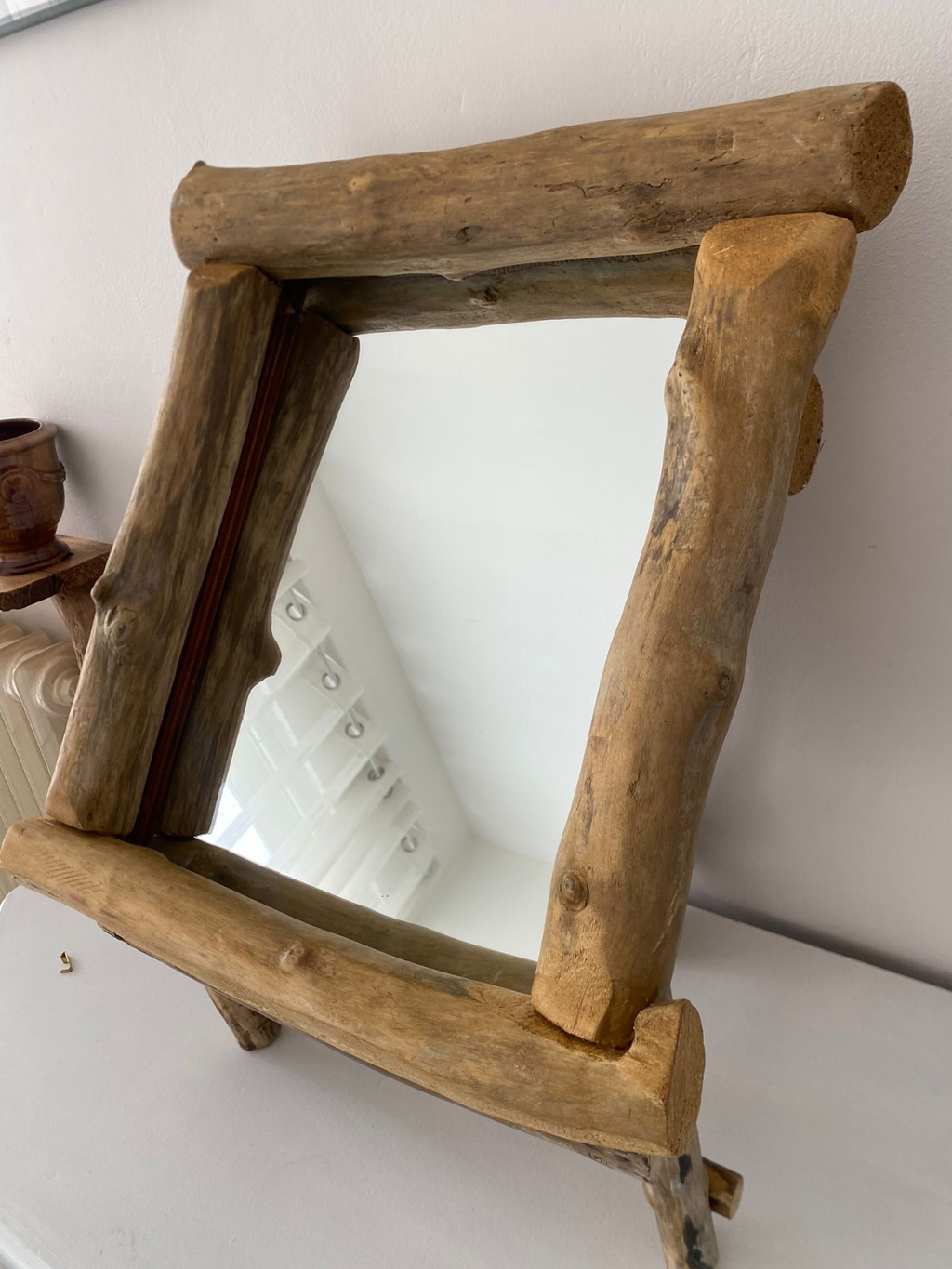 Miroir coiffeuse en bois flotté